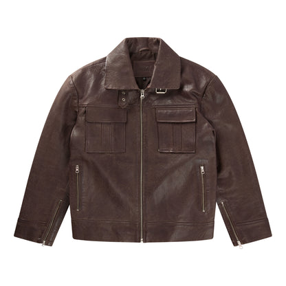 Alex buckle jacket/Brown leather jacket