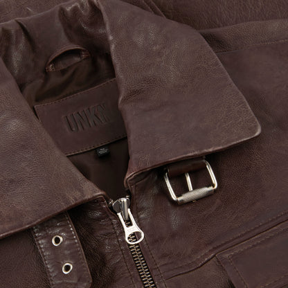 Alex buckle jacket/Brown leather jacket