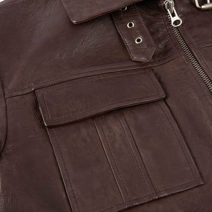 Alex buckle jacket/Brown leather jacket