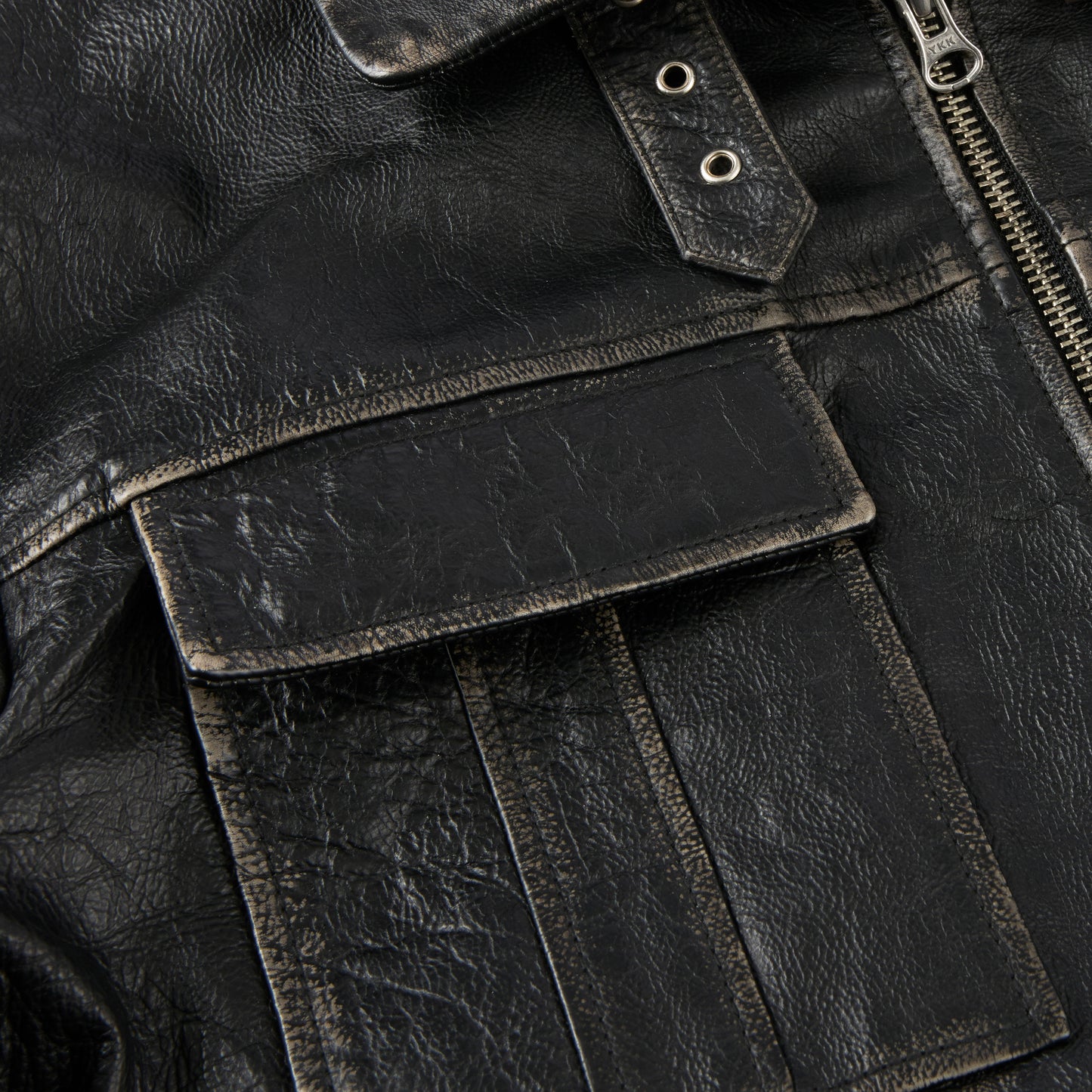 Alex buckle jacket/Worn black leather jacket