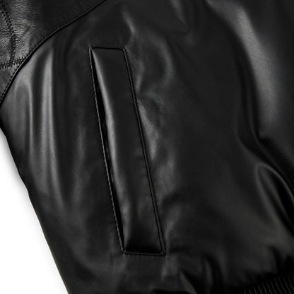 Avery patchwork bomber jacket black/Black vegan leather bomber jacket