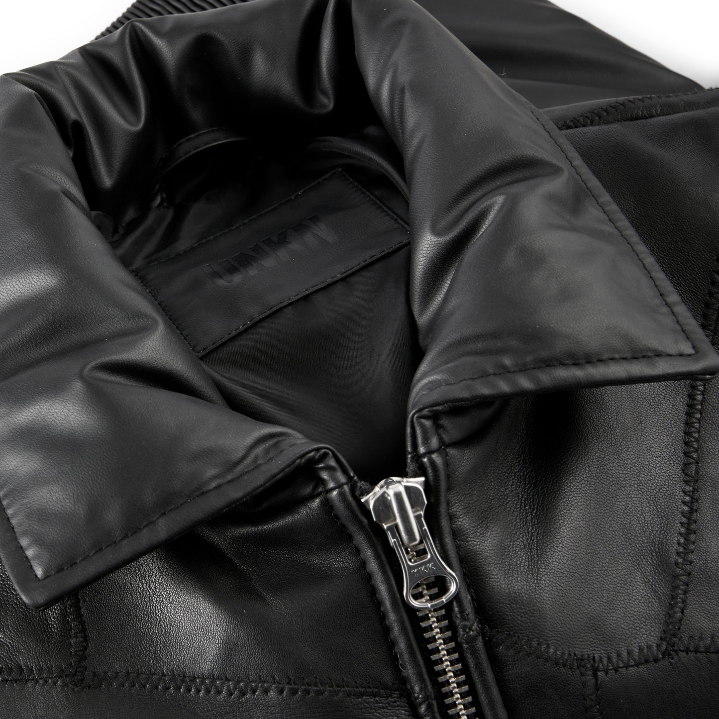 Avery patchwork bomber jacket black/Black vegan leather bomber jacket